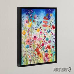 "Artery8 Summer Wildflower Meadow Folk Art Framed Canvas Wall Art Print - Size: W12"" x H16""" - thumbnail 2
