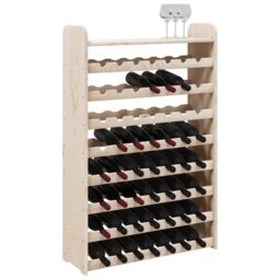 Berkfield Home Wine Rack with Top Board 72.5x25x111.5 cm Solid Wood Pine in Brown - thumbnail 4