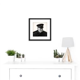 Artery8 Stone Portrait UK Prime Minister Winston Churchill Painting 8X8 Inch Square Wooden Framed Wall Art Print Picture with Mount in Black - thumbnail 2