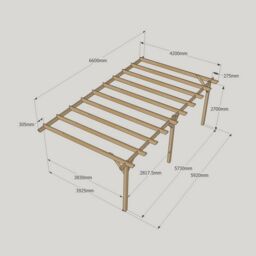 Rutland County Garden Furniture Ltd Wall Mounted Garden Pergola 3 Posts, Wood, L420 x W660 x H270cm, Brown - thumbnail 6