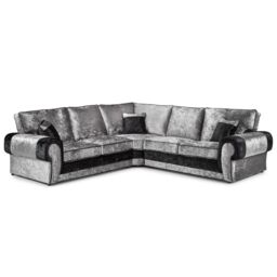 Furnishings For Less UK Chelsea Crushed Velvet 5 Seater Large Corner Sofa 2 Corner 2 Rolled Arms - thumbnail 1