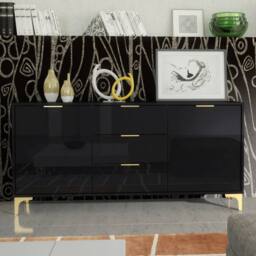 Mex Furniture LTD Sideboard Goldline Gloss 140cm - Glossy Black