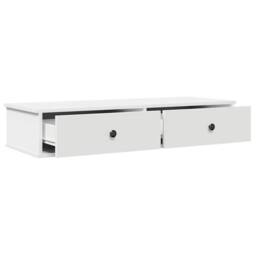 Berkfield Home Wall Shelf with Drawers White 100x37.5x19 cm Engineered Wood - thumbnail 7