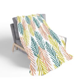 Warren Reed - Designer Scandinavian Style Foliage Sherpa Blanket in Green - Size: Large - thumbnail 2