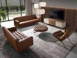 Angel Cerda Dark Brown Leather Chester 3-Seater Sofa - thumbnail 4