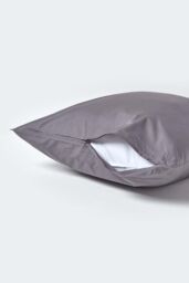 Homescapes Continental Egyptian Cotton Pillowcase 200 TC, 60 x 60 cm in Dark Grey - thumbnail 3
