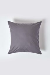 Homescapes Continental Egyptian Cotton Pillowcase 200 TC, 60 x 60 cm in Dark Grey - thumbnail 1