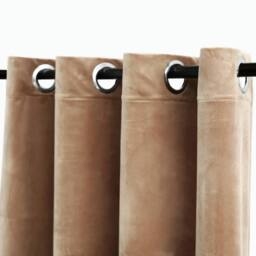 Berkfield Home Elegant Blackout Curtains with Rings 2 pcs Velvet Beige 140x225 cm