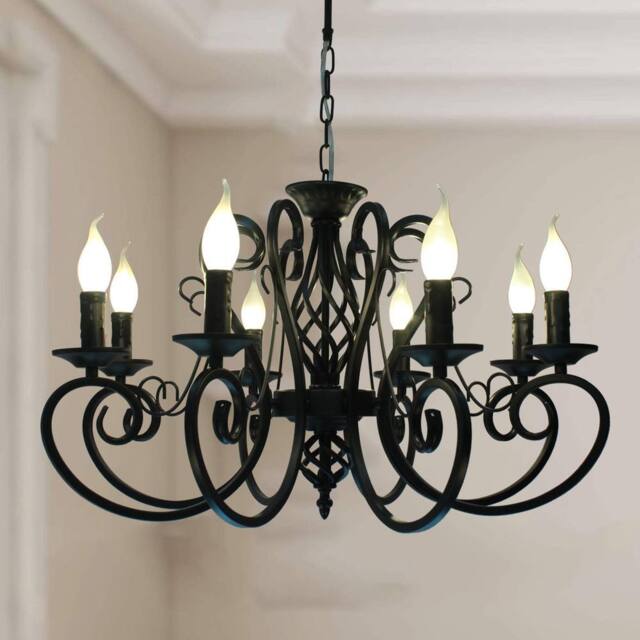 NIVOR French Country Vintage 8-Light Black Candle Chandelier Lighting - image 1