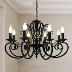 NIVOR French Country Vintage 8-Light Black Candle Chandelier Lighting - thumbnail 1