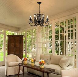 NIVOR French Country Vintage 8-Light Black Candle Chandelier Lighting - thumbnail 5