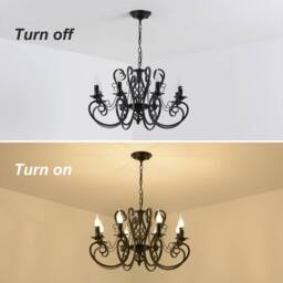 NIVOR French Country Vintage 8-Light Black Candle Chandelier Lighting - thumbnail 4
