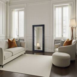 Yearn Mirrors Carved Framed Bevelled Tall Mirror Black 138x62cm - Size: 138x62 cm - thumbnail 4