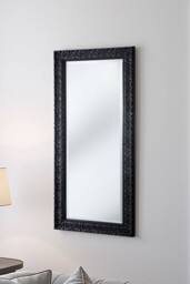 Yearn Mirrors Carved Framed Bevelled Tall Mirror Black 138x62cm - Size: 138x62 cm - thumbnail 1