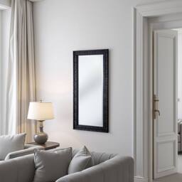Yearn Mirrors Carved Framed Bevelled Tall Mirror Black 138x62cm - Size: 138x62 cm - thumbnail 3