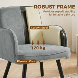 HOMCOM Lounge Chair Velvet Upholstered Spring Cushion Grey - thumbnail 6