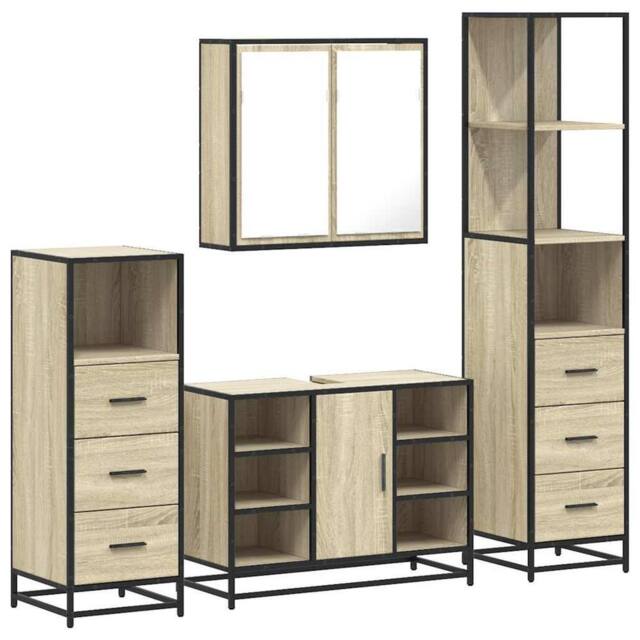Berkfield Home 4¬†Piece Bathroom Furniture Set¬†Sonoma Oak Engineered Wood in Brown - image 1