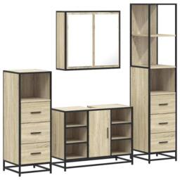 Berkfield Home 4¬†Piece Bathroom Furniture Set¬†Sonoma Oak Engineered Wood in Brown - thumbnail 1