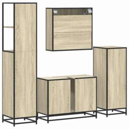 Berkfield Home 4¬†Piece Bathroom Furniture Set¬†Sonoma Oak Engineered Wood in Brown - thumbnail 8