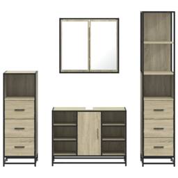 Berkfield Home 4¬†Piece Bathroom Furniture Set¬†Sonoma Oak Engineered Wood in Brown - thumbnail 5