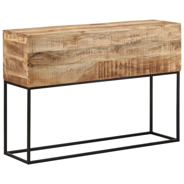 Berkfield Home Console Table 110x30x75 cm Solid Wood Rough Mango & Iron in Brown - Size: 110 x 30 x 75 cm - image 1
