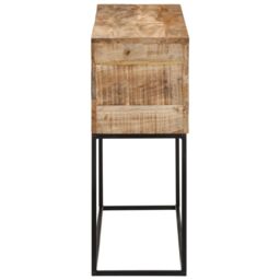 Berkfield Home Console Table 110x30x75 cm Solid Wood Rough Mango & Iron in Brown - Size: 110 x 30 x 75 cm - thumbnail 3