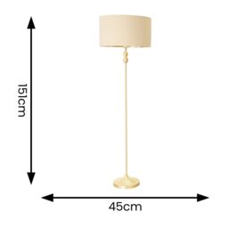 ValueLights Maggie Gold Metal Candlestick Floor Lamp with Beige & Metallic Gold Shade - thumbnail 4