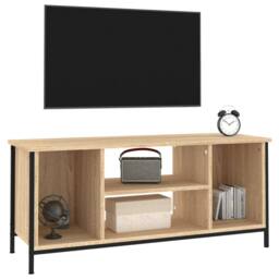 Berkfield Home TV Cabinet Sonoma Oak 102x35x45 cm Engineered Wood in Brown - Size: 102 x 35 x 45 cm - thumbnail 4