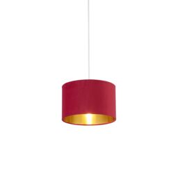 Lighting Collection Burgundy Velvet Drum Shade Gold Inner D28Cm Lamp Shade - thumbnail 2