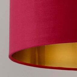 Lighting Collection Burgundy Velvet Drum Shade Gold Inner D28Cm Lamp Shade - thumbnail 4