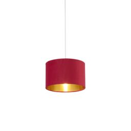 Lighting Collection Burgundy Velvet Drum Shade Gold Inner D28Cm Lamp Shade