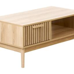 Wyld and Coco Coffee Table Light Brown Wood Top Pine Legs Drawer and Open Shelf - thumbnail 2