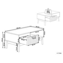 Wyld and Coco Coffee Table Light Brown Wood Top Pine Legs Drawer and Open Shelf - thumbnail 4