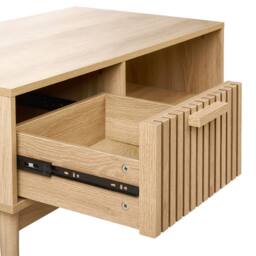 Wyld and Coco Coffee Table Light Brown Wood Top Pine Legs Drawer and Open Shelf - thumbnail 7