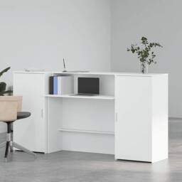 Berkfield Home Reception Desk White 200x50x103.5 cm Engineered Wood - thumbnail 1