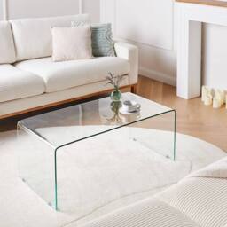 Wyld and Coco Aurelia Tempered Glass Coffee Table 100 x 50 cm Transparent Minimalist in Clear