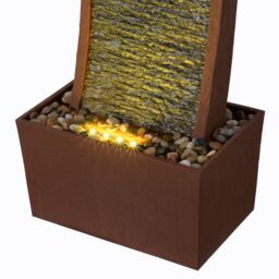 Teamson Home Large Outdoor Curved Water Feature, Modern Waterfall Effect with LED Lights, Red Rock - thumbnail 6