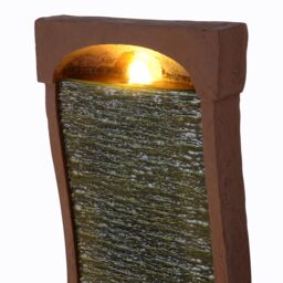 Teamson Home Large Outdoor Curved Water Feature, Modern Waterfall Effect with LED Lights, Red Rock - thumbnail 5