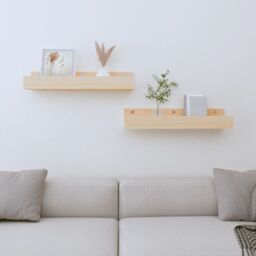 Berkfield Home Wall Shelves 2 pcs 50x12x9 cm Solid Wood Pine in Brown - Size: 50 x 12 x 9 cm