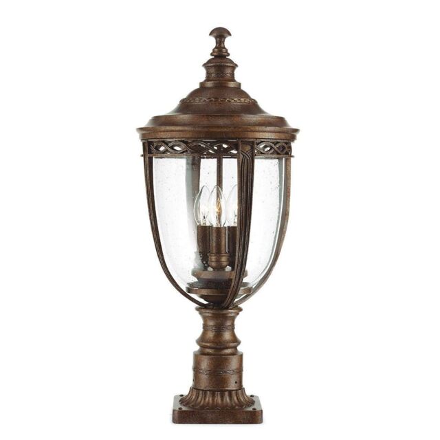 Netlighting English Bridle 3 Light Large Outdoor Pedestal Light British Bronze IP44 E14 in Brown - image 1