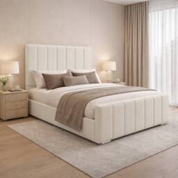 Desire Deco Plush Velvet Eleanor Upholstered Panel Bed Frame, All Sizes in Cream - Size: Double