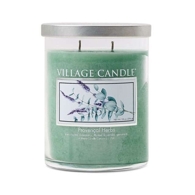Village Candles Medium Scented Candle Provencal Herbs in Green