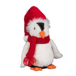Samuel Alexander 30cm Soft Cuddly Puppa Penguin Christmas Decoration with Santa Hat in White - thumbnail 9