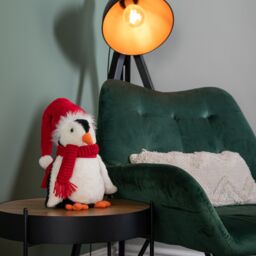 Samuel Alexander 30cm Soft Cuddly Puppa Penguin Christmas Decoration with Santa Hat in White - thumbnail 3