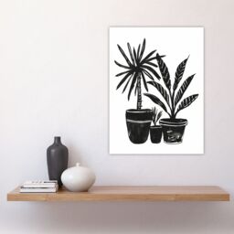 "Artery8 Plant Lover Black White Houseplants Watercolour Wall Art Print - Size: W18"" x H24""" - thumbnail 4