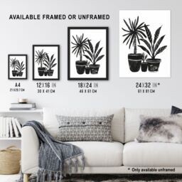 "Artery8 Plant Lover Black White Houseplants Watercolour Wall Art Print - Size: W18"" x H24""" - thumbnail 3
