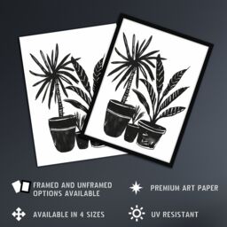 "Artery8 Plant Lover Black White Houseplants Watercolour Wall Art Print - Size: W18"" x H24""" - thumbnail 2