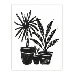 "Artery8 Plant Lover Black White Houseplants Watercolour Wall Art Print - Size: W18"" x H24""" - thumbnail 1