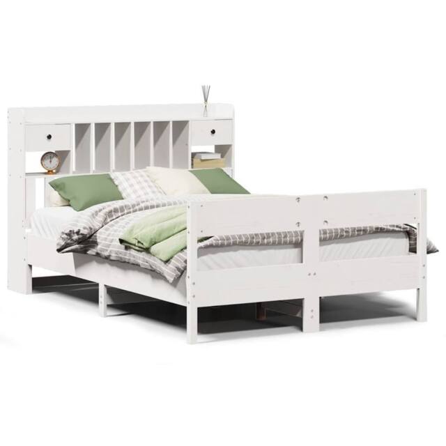 Berkfield Home Bookcase Bed without Mattress White 160x200cm Solid Wood Pine - Size: 160x200 cm - image 1