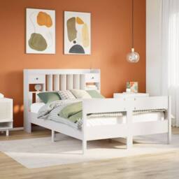 Berkfield Home Bookcase Bed without Mattress White 160x200cm Solid Wood Pine - Size: 160x200 cm - thumbnail 2